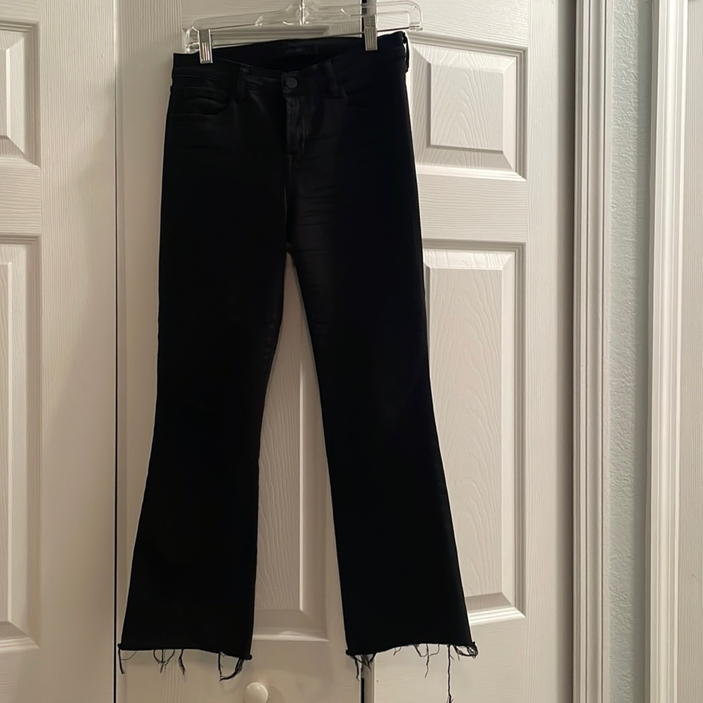 JBrand stretch cropped black jeans.